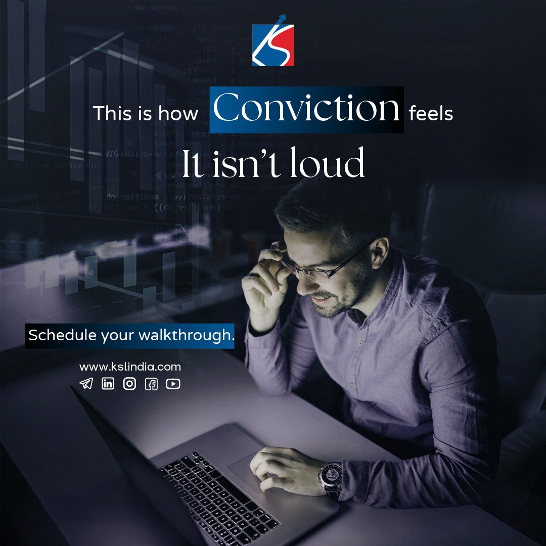 This is how conviction feels; calm, calculated, and backed by evidence.
No noise. No guesswork. Just a clear strategy built for long-term results.

Schedule your walkthrough today – 
Call  98209 08296

#Investing #WealthManagement #PortfolioStrategy #KSLIndia