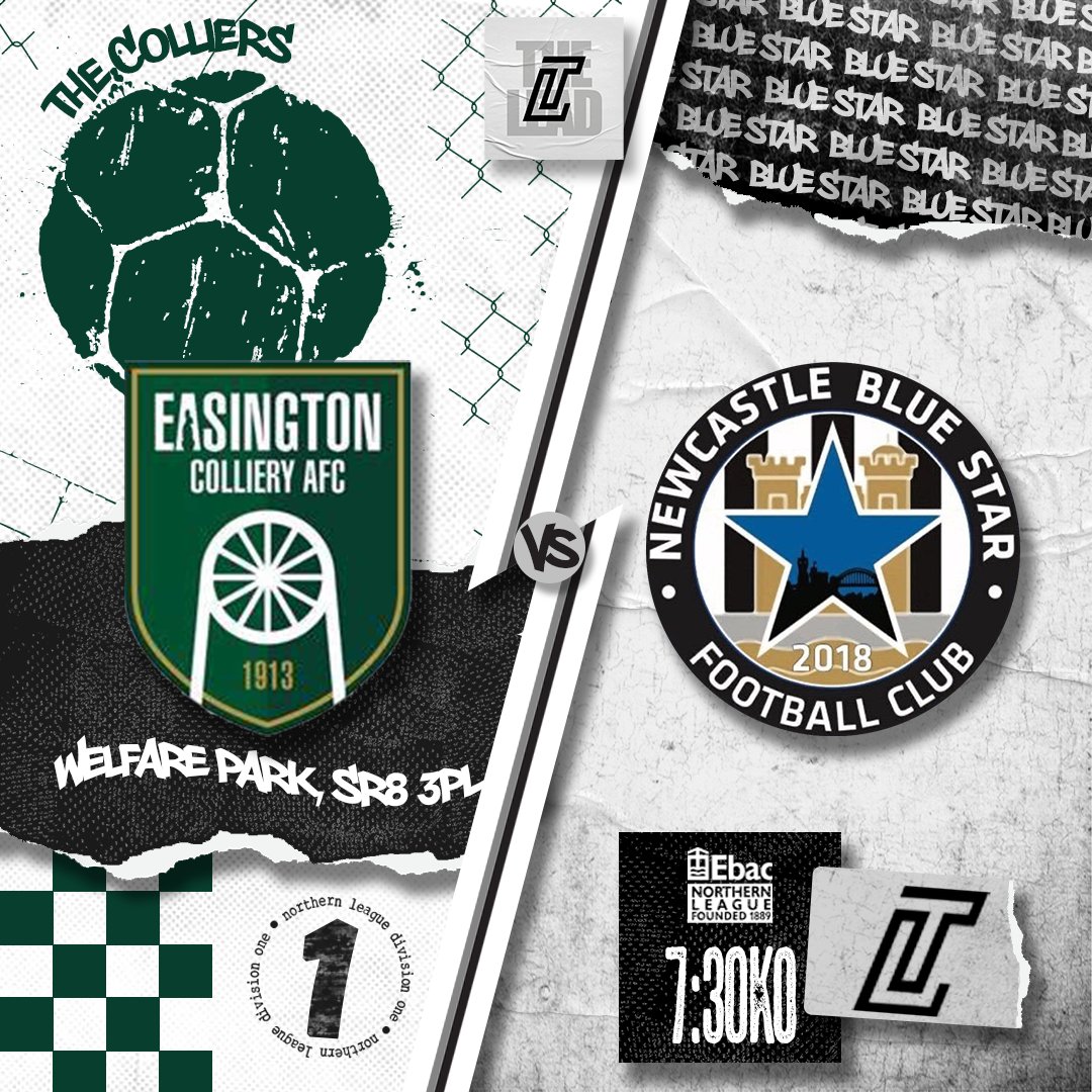 ℹ️//TODAY//FIXTURE//NL1

<a href="/Official_ECAFC/">Easington Colliery AFC</a>  v <a href="/nbsfc2018/">Newcastle Blue Star FC</a> 
Comp: Northern League Division One
Venue: Welfare Park, SR8 3PL
Kick Off: 7:30pm

📈CURRENT FORM//
Easington Colliery
8th | LWWW - It’s now three wins in the spin for the Colliers after goals from Dylan Elliott &amp; Tom Bott