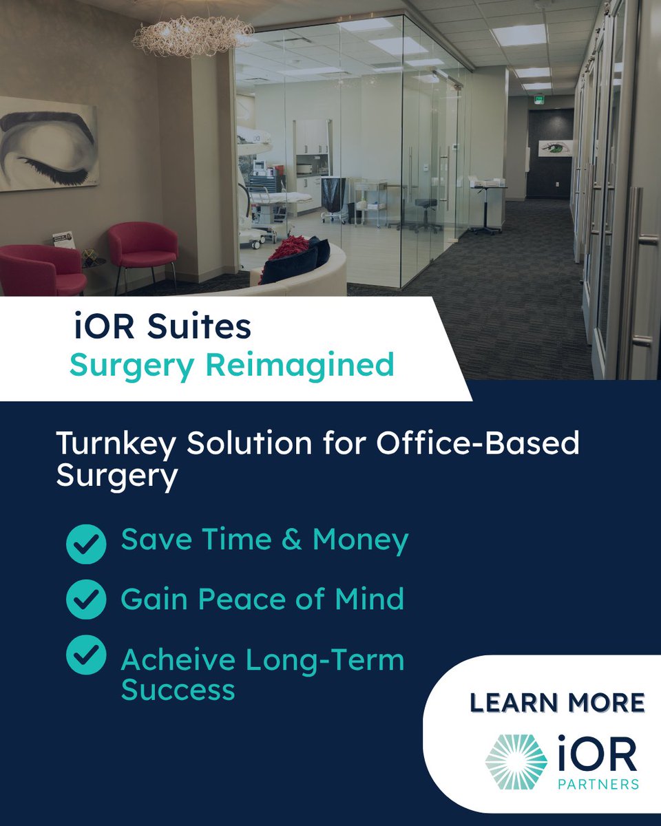 iOR Partners makes office-based surgery turnkey  for seamless integration of clinic and surgery in one location. 
 
Learn how to transition to OBS: office-based-surgery-suite-implementation 

#OfficeBasedSurgery #iORPartners