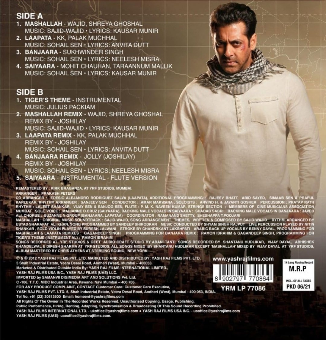 MovzMusicals999's tweet photo. #13YearsOfEkThaTiger

First Installment in the #YRFSpyUniverse.Highest grossing hindi film of the year 2012.

#EkThaTiger Audiocd /Vinyl Record @yrfmusic

#SohailSen #Sajidwajid musical

@BeingSalmanKhan #KatrinaKaif #kabirkhan @yrf

15-08-2012 https://t.co/VzMCbme5lA