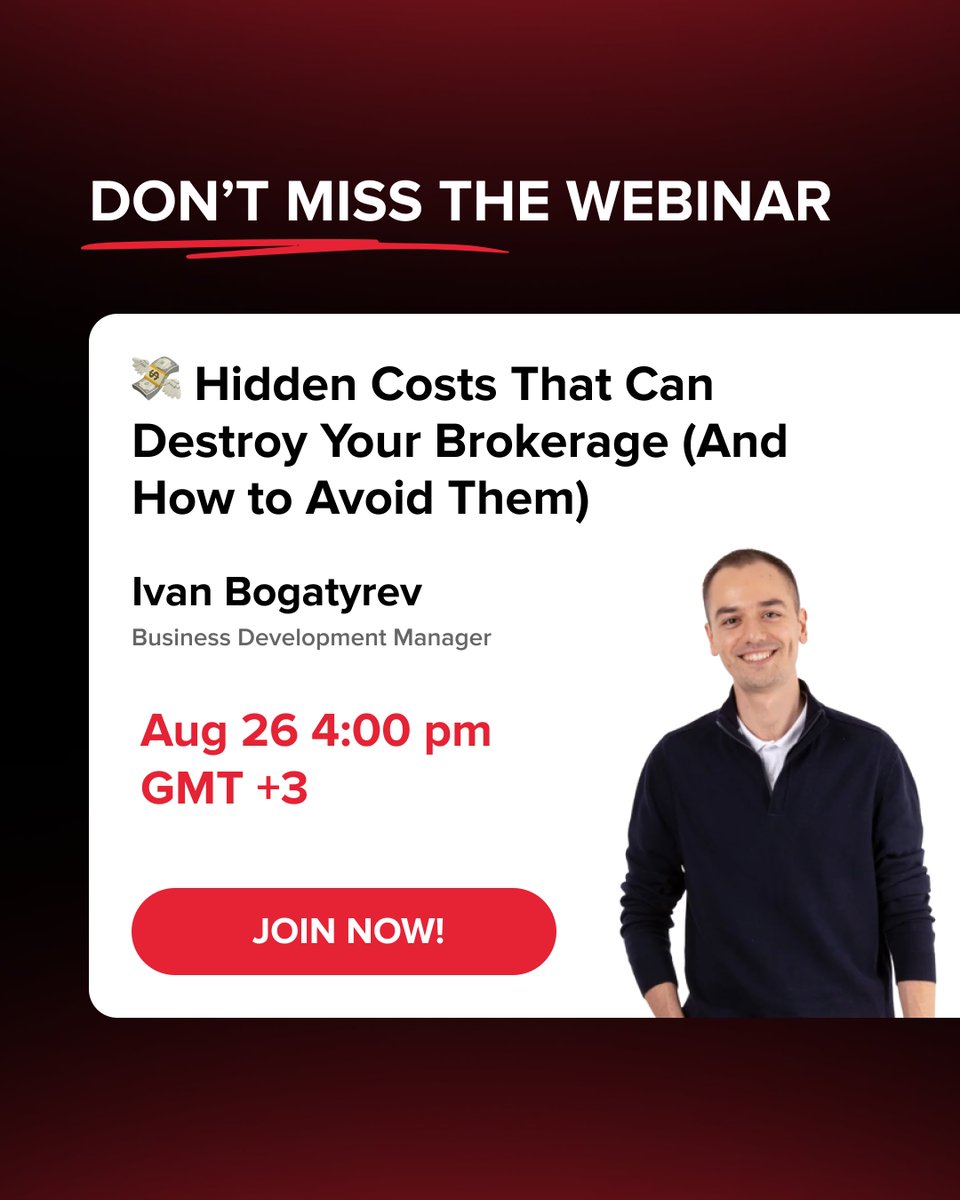 Quadcode_SaaS's tweet image. Stop letting silent costs kill your brokerage's profit margin. 🤫
Join our free class: "Hidden Costs That Can Destroy Your Brokerage (And How to Avoid Them)."
We'll show you exactly where to look and what to cut.
Aug 26 @ 4pm GMT+3. Save your spot: my.demio.com/ref/Oz7d73A7AC…