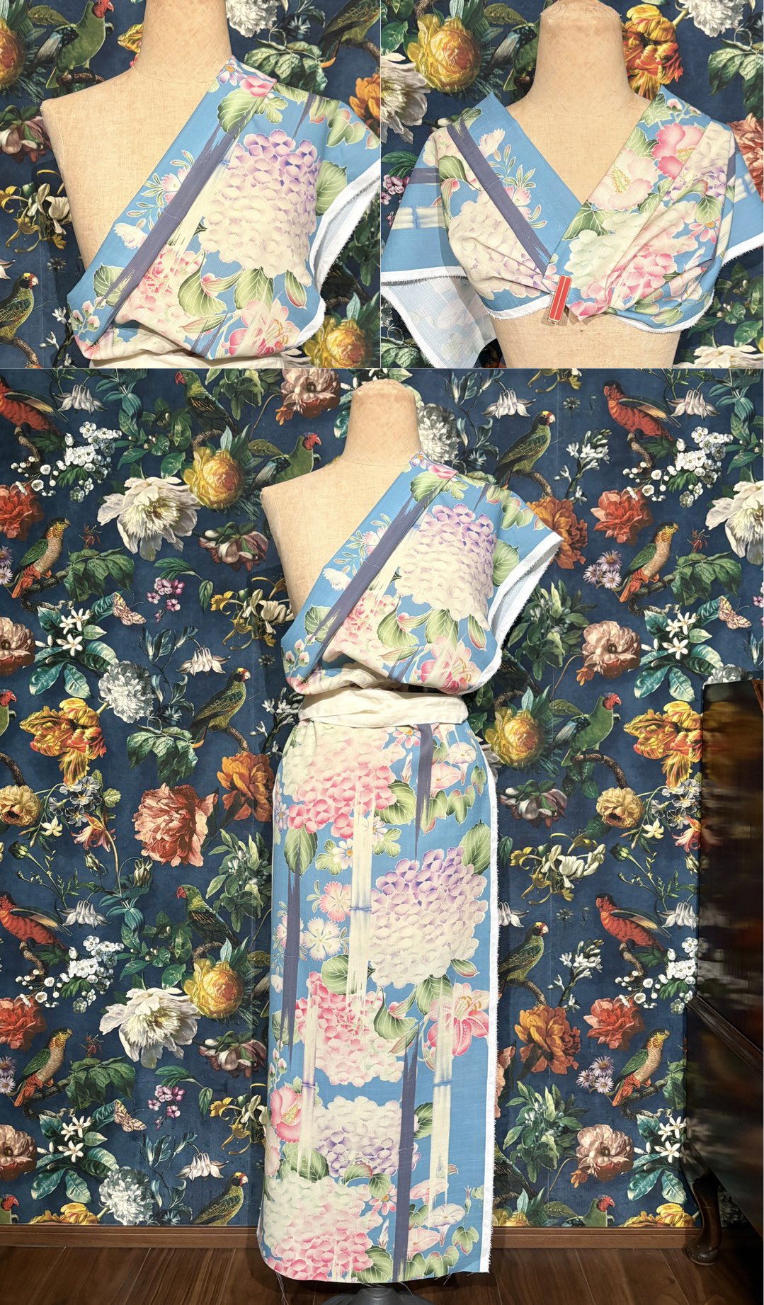 alohamyです❣️【着物と帯 時流】O24338y◆アンティーク 卒業式 アンティーク着物レンタル☆ 【あをい椿】【SH0027