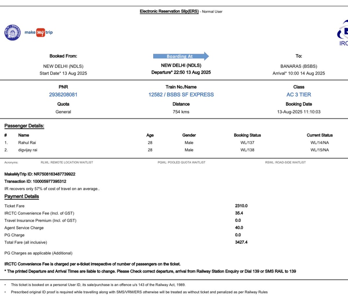 rahulroygolu's tweet photo. Fake ticket confirmation offer is being run byMakeMyTripThey are running their offer in the name of trip guarantee and are charging1050extra for it,but this is completely a fraud. Regarding ticket confirmation,they are making this ticket RAC.@makemytrip @makemytripcare @PMOIndia https://t.co/plXNJuedRx