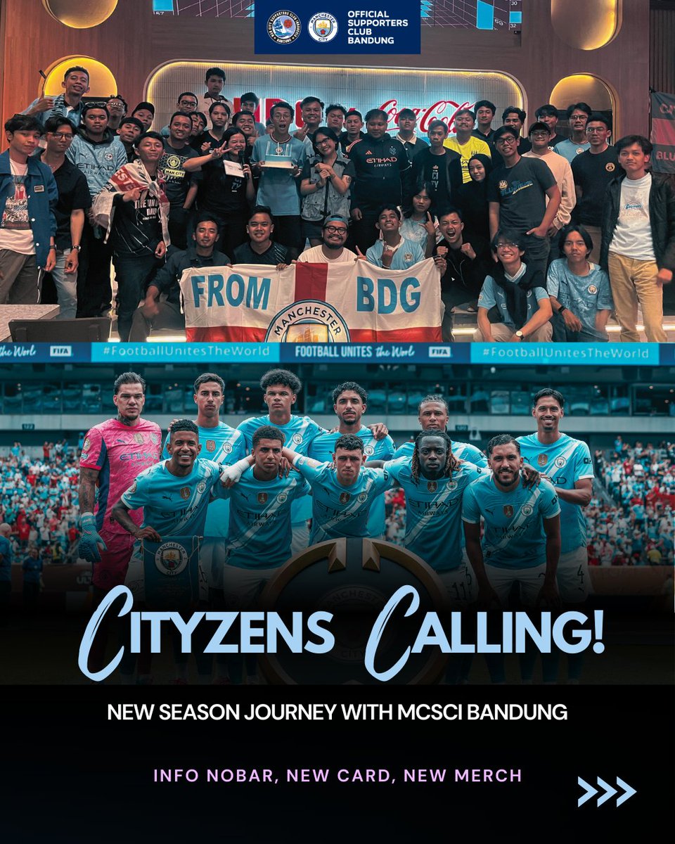 WE’RE BACK!!
NEW SEASON JOURNEY WITH MCSCI BANDUNG!

Berikut jadwal dan informasi seputar nobar MCSCI Bandung musim ini.

#mancity #mancityosc #citybandung #mancityoscbandung #manchestercalling