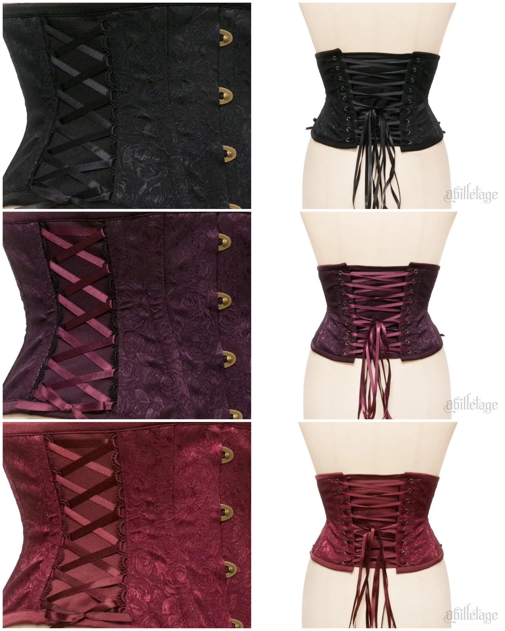 abilletage アビエタージュ製　ショートコルセット size2,3 即納可能】ローズサテンミニショートコルセット