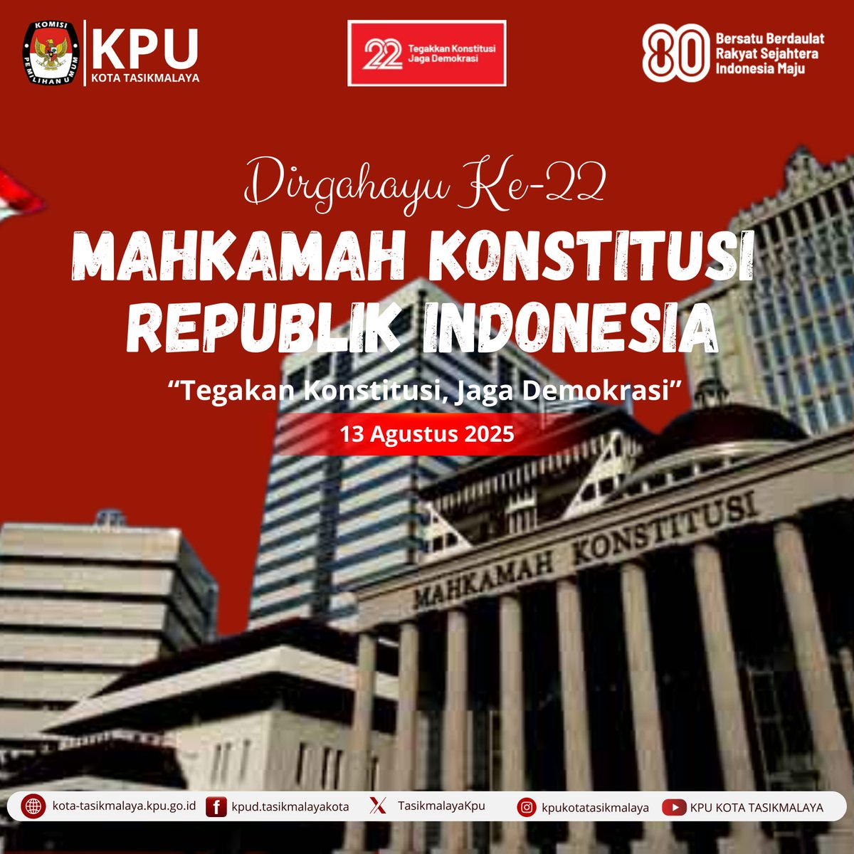 KPU Kota Tasikmalaya (@tasikmalayakpu) on Twitter photo #TemanPemilih,
Hari ini, 13 Agustus 2025, kita rayakan ๐๐ถ๐ฟ๐ด๐ฎ๐ต๐ฎ๐๐ ๐ธ๐ฒ-๐ฎ๐ฎ ๐ ๐ฎ๐ต๐ธ๐ฎ๐บ๐ฎ๐ต ๐๐ผ๐ป๐๐๐ถ๐๐๐๐ถ ๐ฅ๐ฒ๐ฝ๐๐ฏ๐น๐ถ๐ธ ๐๐ป๐ฑ๐ผ๐ป๐ฒ๐๐ถ๐ฎโจ
Dengan semangat โ๐ง๐ฒ๐ด๐ฎ๐ธ๐ธ๐ฎ๐ป ๐๐ผ๐ป๐๐๐ถ๐๐๐๐ถ, ๐๐ฎ๐ด๐ฎ ๐๐ฒ๐บ๐ผ๐ธ๐ฟ๐ฎ๐๐ถโ,
.
.
#KPUMelayani #TemanPemilih,
Hari ini, 13 Agustus 2025, kita rayakan ๐๐ถ๐ฟ๐ด๐ฎ๐ต๐ฎ๐๐ ๐ธ๐ฒ-๐ฎ๐ฎ ๐ ๐ฎ๐ต๐ธ๐ฎ๐บ๐ฎ๐ต ๐๐ผ๐ป๐๐๐ถ๐๐๐๐ถ ๐ฅ๐ฒ๐ฝ๐๐ฏ๐น๐ถ๐ธ ๐๐ป๐ฑ๐ผ๐ป๐ฒ๐๐ถ๐ฎโจ
Dengan semangat โ๐ง๐ฒ๐ด๐ฎ๐ธ๐ธ๐ฎ๐ป ๐๐ผ๐ป๐๐๐ถ๐๐๐๐ถ, ๐๐ฎ๐ด๐ฎ ๐๐ฒ๐บ๐ผ๐ธ๐ฟ๐ฎ๐๐ถโ,
.
.
#KPUMelayani