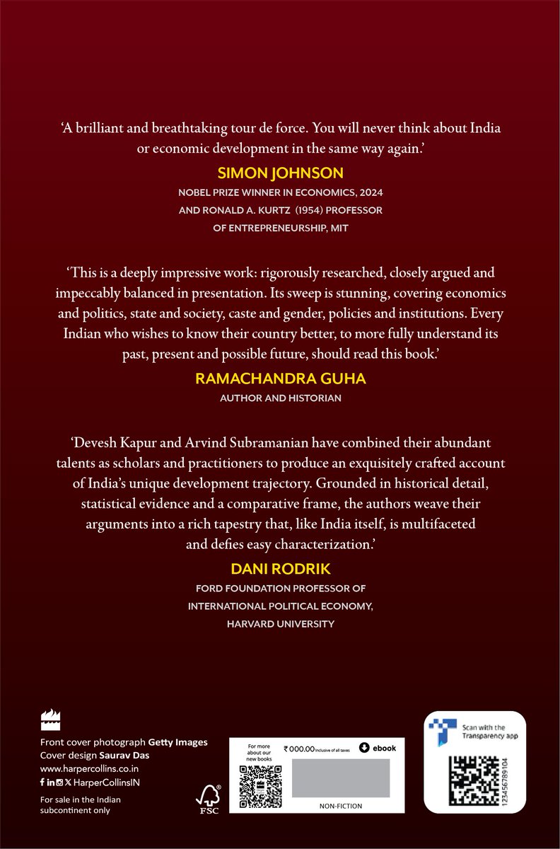 Arvind Subramanian (@arvindsubraman) on Twitter photo Devesh Kapur & I are pleased that, after 4-5 years of researching & writing & decades of reflection, our <a href="/HarperCollinsIN/">HarperCollins</a> book on 75 years of Indian development (A SIXTH OF HUMANITY) will be out in October
Announcement: harpercollins.co.in/blog/announcem…
Pre-order: amazon.in/dp/9369891099?… Devesh Kapur & I are pleased that, after 4-5 years of researching & writing & decades of reflection, our <a href="/HarperCollinsIN/">HarperCollins</a> book on 75 years of Indian development (A SIXTH OF HUMANITY) will be out in October
Announcement: harpercollins.co.in/blog/announcem…
Pre-order: amazon.in/dp/9369891099?…