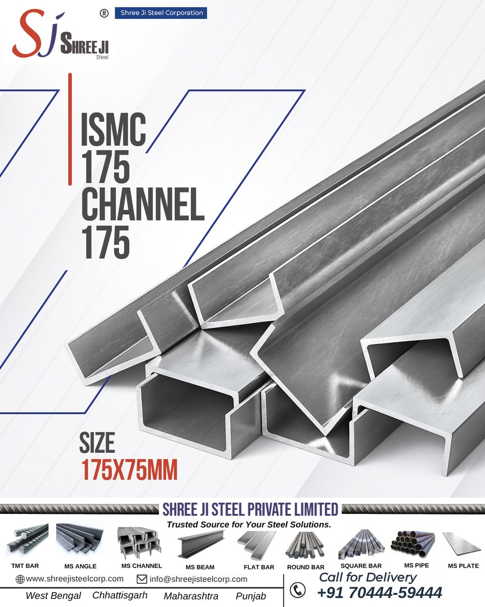 shreejisteel1's tweet image. 𝐒𝐡𝐫𝐞𝐞 𝐉𝐢 𝐒𝐭𝐞𝐞𝐥 𝐏𝐫𝐢𝐯𝐚𝐭𝐞 𝐋𝐢𝐦𝐢𝐭𝐞𝐝 (formerly Shree Ji Steel Corporation) provides a huge supply of premium quality ISMC 175 ( MS channels).

#shreejisteel #mschannel #mschannels #cchannel #ismc #ironchannel #mildsteelsupplier #steelindustry #steel
