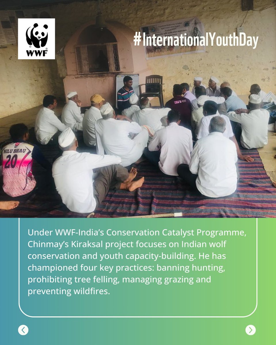 WWFINDIA's tweet photo. This #InternationalYouthDay, WWF-India celebrates young changemakers shaping a greener future 🌱

Meet Chinmay Sawant — a #ConservationCatalyst from Kiraksal, Maharashtra, protecting wildlife &amp; inspiring his community.

#WWFIndia https://t.co/FgVUHnc7VE