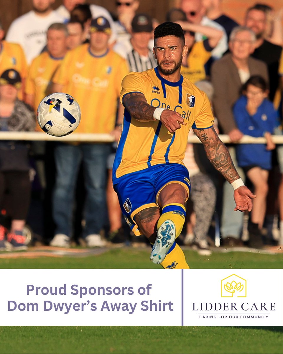 LidderCare's tweet photo. Exciting news! We’re proud to announce that we are the official away shirt sponsor for @mansfieldtownfc Forward @Ddwyer14!💛

It’s a real pleasure to support the former @USMNT international, who has become a true stalwart of the team. 

#mansfield #mansfieldtown #proudsponsors https://t.co/tOfdZKqdlk
