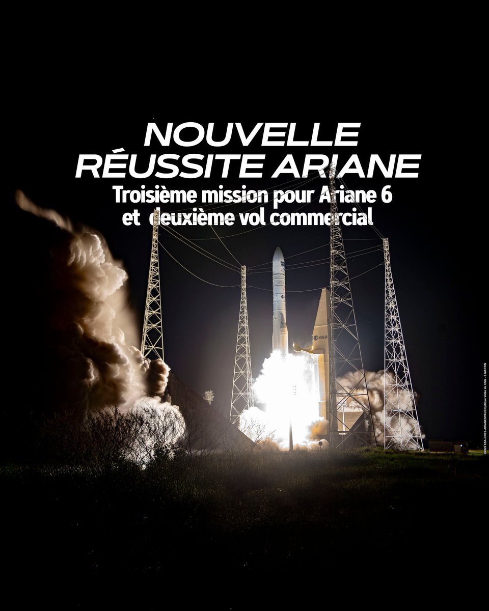 🚀 Nouvelle réussite Ariane !

Dans la nuit du 12 au 13 août, le satellite d’observation MetOp-SG-A1 de l’Organisation européenne pour l’exploitation des satellites météorologiques (EUMETSAT) a été mis en orbite avec succès depuis le Centre Spatial Guyanais, à bord du lanceur