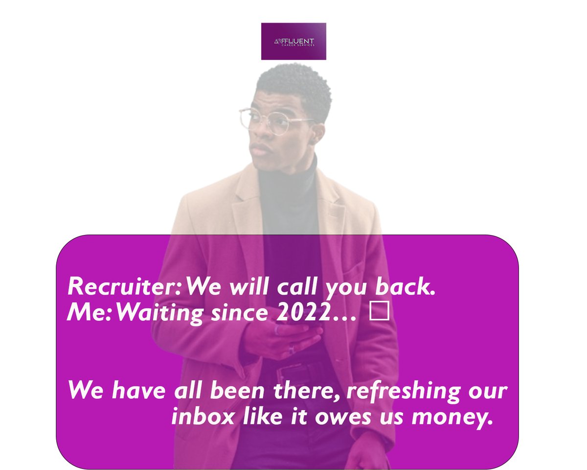 AffluentCareers's tweet image. If your inbox is quieter than a Monday morning meeting… it is time for a change.
Let us make your CV, cover letter and LinkedIn so good they can’t ignore you this time.&quot;
#JobSearchHumor #GetHired #CareerTips #WorkLife #RecruiterLife #CareerGrowth