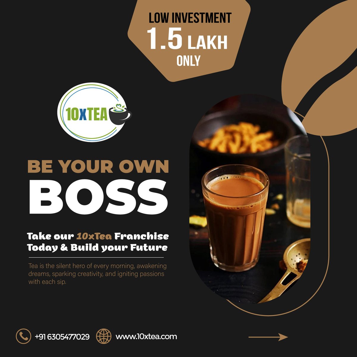 10x_tea's tweet photo. Brew your success story! ☕
Become a Teapreneur with our thriving #tea #franchise — premium blends, full support, and a proven business model to grow fast &amp; strong.

#TeaFranchise #BeYourOwnBoss #EntrepreneurLife #StartUps #FranchiseOpportunity #TeaLovers #hyderabadrains #10xTea https://t.co/izooUd5jR8