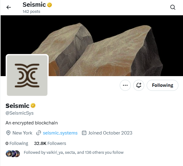 136 homies, not many but very much loved 💓

<a href="/SeismicSys/">Seismic</a> <a href="/lyronctk/">Lyron</a> <a href="/NoxxW3/">Noxx</a> <a href="/xealistt/">Xealist</a> <a href="/tomjke/"></a> <a href="/ElijahCrypted/">DeFi.NinJa | Elijah (❖,❖) 🧙🏻</a> <a href="/buracer2024/">Burhan (꧁IP꧂)</a>