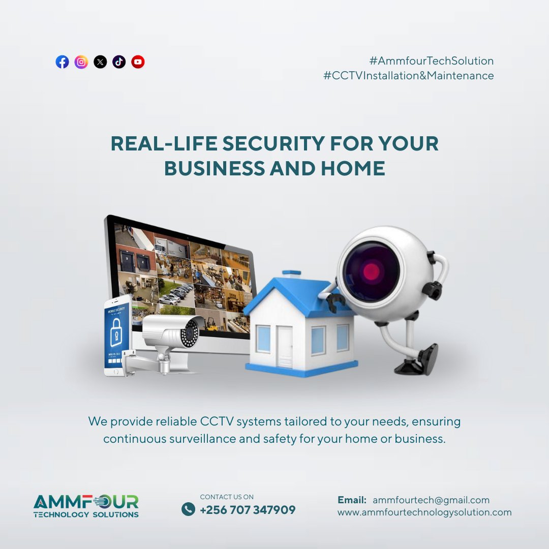 ammfourtech's tweet photo. Keep an eye on what matters most!

Secure your property with expert CCTV installation &amp; maintenance from Ammfour Technology Solutions.

Trusted. Professional. Reliable.

📞 Contact us today!
+256707347909 or visit our website
https://t.co/tniw54E3xN

#CCTVInstallation https://t.co/n4lCObDhwV