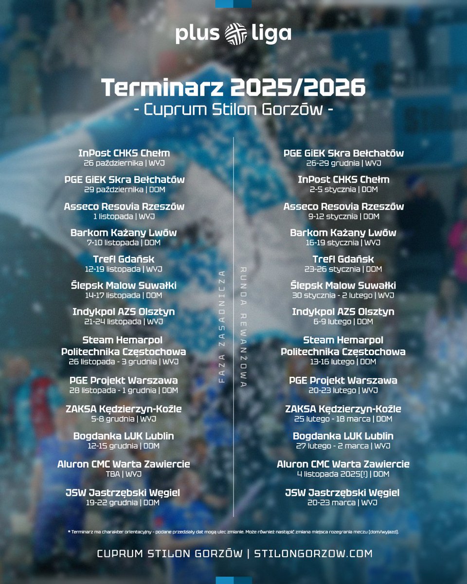 26 sportowych bitew - 13 w Arenie Gorzów i 13 na wyjazdach! 📷

📷 Kibicuj z nami u siebie i wspieraj nas na trasie! 
#Gorzow #GorzowStadJestem #PlusLiga