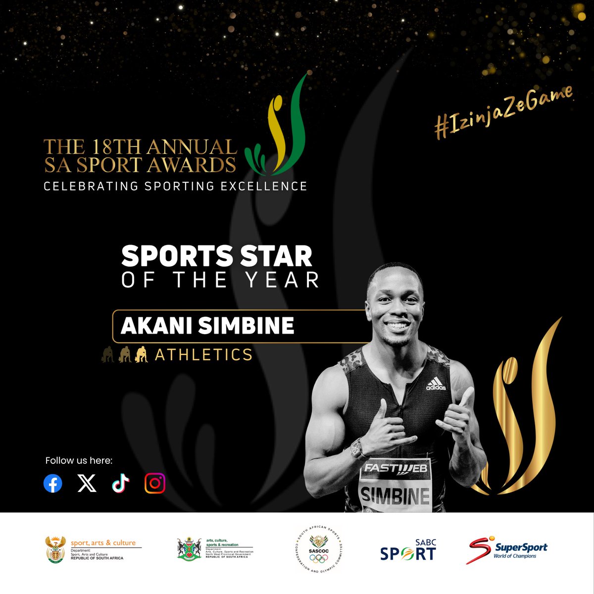 Cellular_jnr's tweet image. On the 24th of August is game day! 

It’s the South African Sports Awards on SABC 1 @ 19:30!
 
The nominees for the Sports Star Of The Year are out… Who deserves to win the award? 

#izinjazeGame
#SASA18thEdition
#CelebratingSportingExcellence