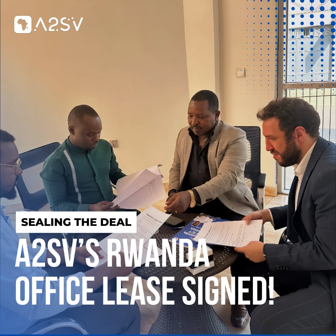 We’ve signed the lease for our new office in Rwanda! 🎉

With Ethiopia &amp; Ghana already part of our story, Rwanda becomes the 3rd African country in our journey to connect talent across Africa to global opportunities.

Say hi if you’re from Rwanda!

#A2SV #Rwanda #AfricaToTheWorld