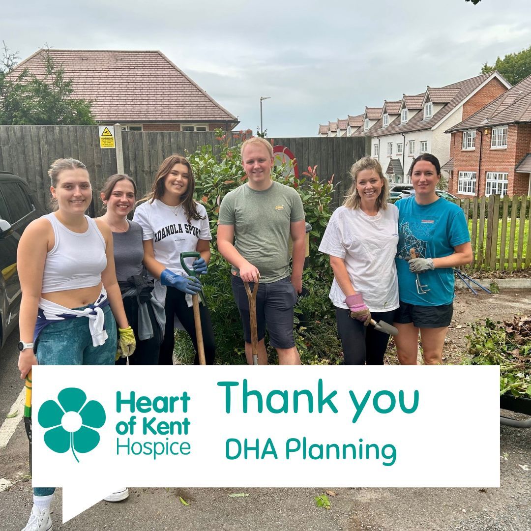 Huge thanks to the 6 volunteers from <a href="/dhagroup/">DHA</a> who helped clear our hospice gardens last week 🌿 Your support makes a real difference to everyone here. We're proud to be one of DHA’s chosen charity partners ❤️  #volunteer #dhaplanning #heartofkenthospice
