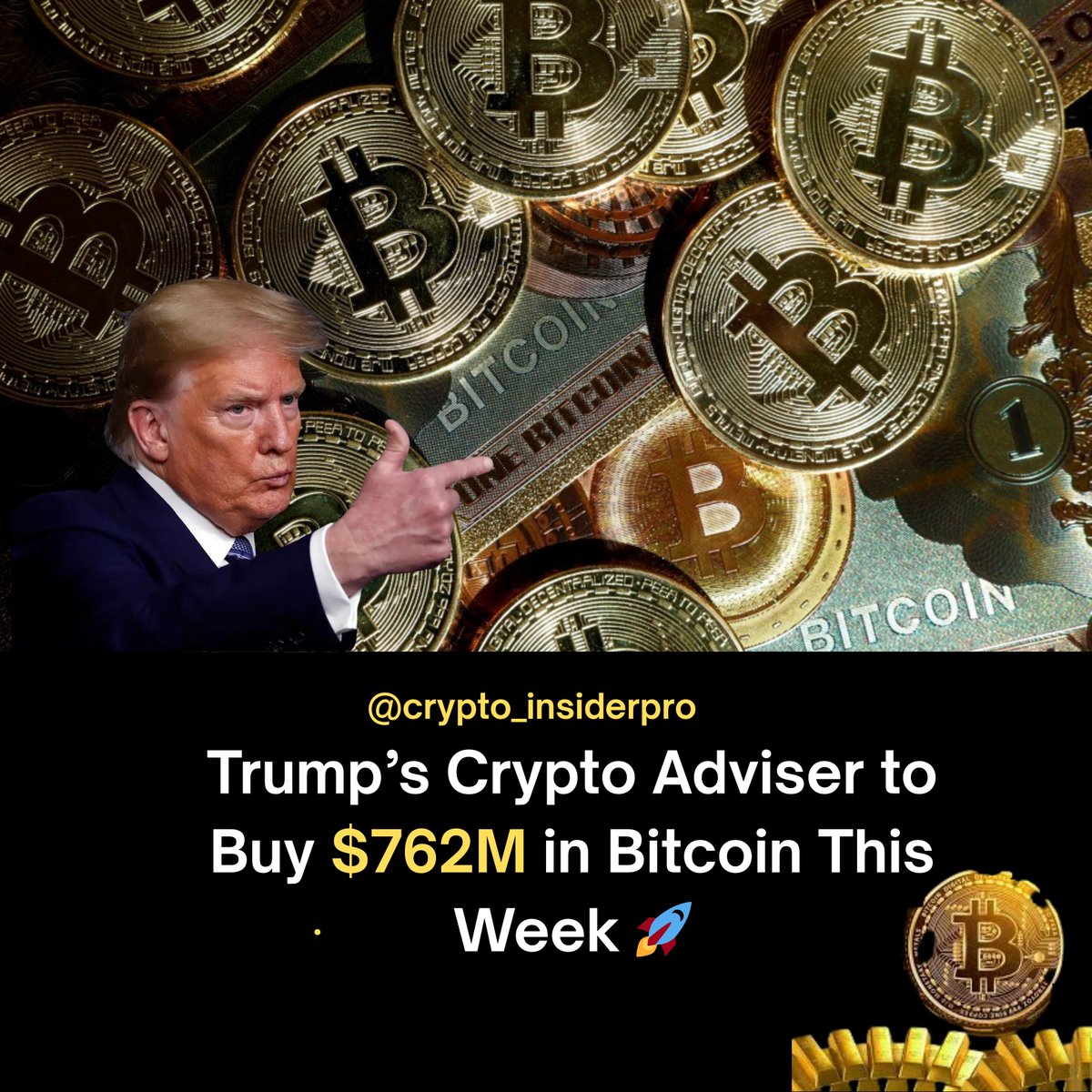 💰 Trump’s Team Goes Big on Bitcoin!
In a bold move that’s making waves in the crypto world, Donald Trump’s senior crypto adviser is set to purchase a staggering $762 million worth of Bitcoin this week. 
#Bitcoin #BTC #Crypto #Trump #CryptoNews #BTCUSD #BullRun #CryptoTrading