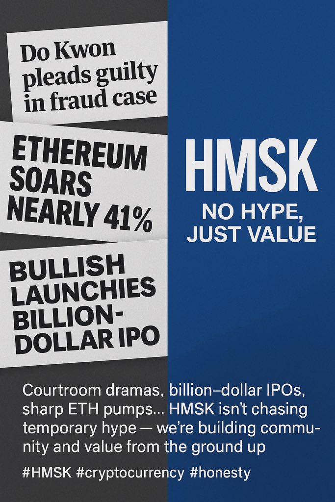 HeilMask's tweet image. Courtroom dramas, billion-dollar IPOs, sharp ETH pumps…
HMSK isn’t chasing temporary hype — we’re building community and value from the ground up.
🚀 Join while it’s still early.

#HMSK #crypto #honesty