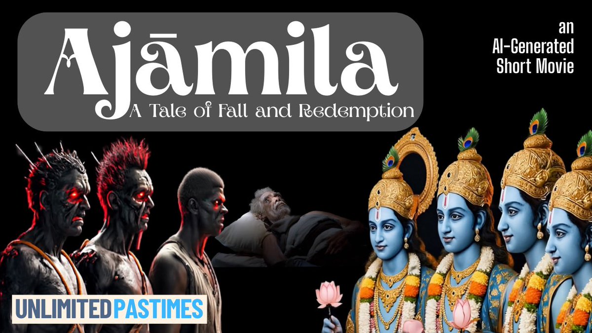 krishnakdasa's tweet photo. Experience the timeless story of Ajāmila  - a moving tale of fall and redemption from the Srimad Bhāgavatam, now brought to life through AI-generated visuals. 🎥 Watch 👇 

https://t.co/KwdWr5QgCq

#harekrishna #iskcon https://t.co/vCBSYX6WIo