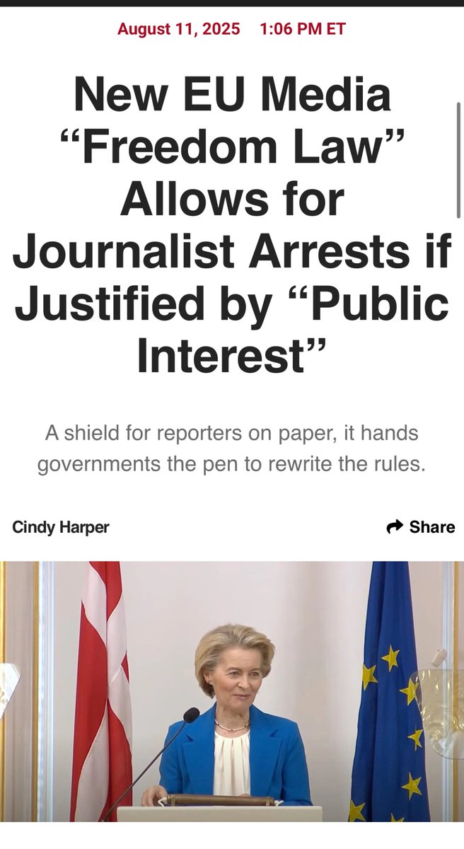 Pirat_Nation's tweet photo. New EU Media “Freedom Law” Allows for Journalist Arrests if Justified by “Public Interest” https://t.co/PyBQ7C7Qpr