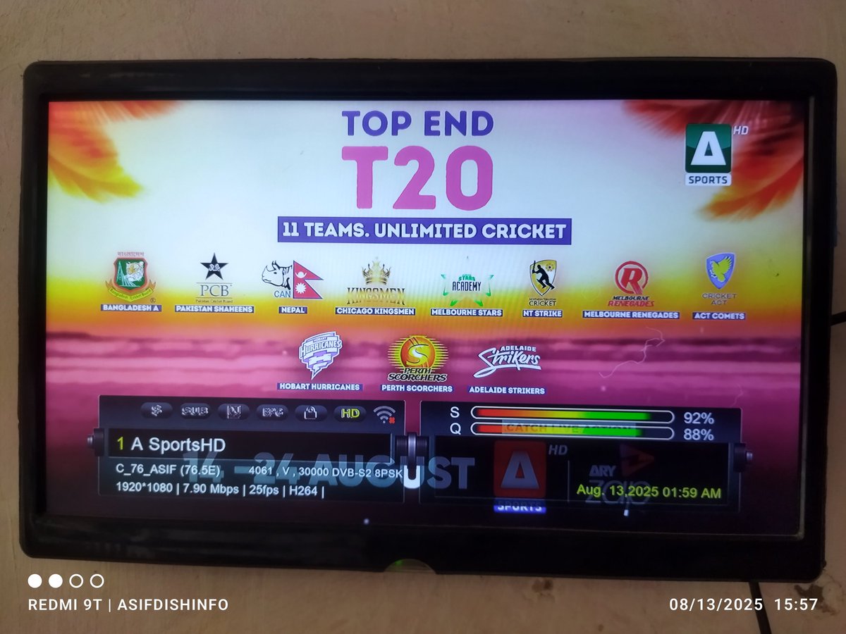 asifdishinfo's tweet photo. #TopEndT20 🏏Start 14 - 24 August live #AsportsHD
#ApStar7 C-Band
4061 V 30000 FTA Enjoy https://t.co/mzVTiFf43O