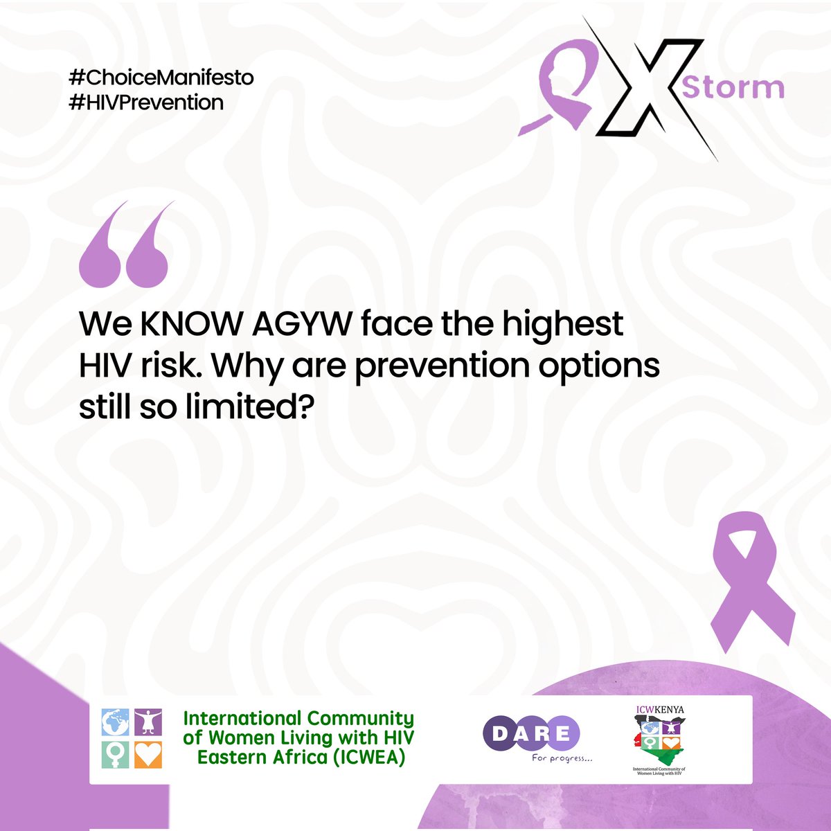We know AGYW faces the highest HIV risk. Why are prevention options still so limited? 
#Choicemanifesto 
#HIVPrevention 
#empowering