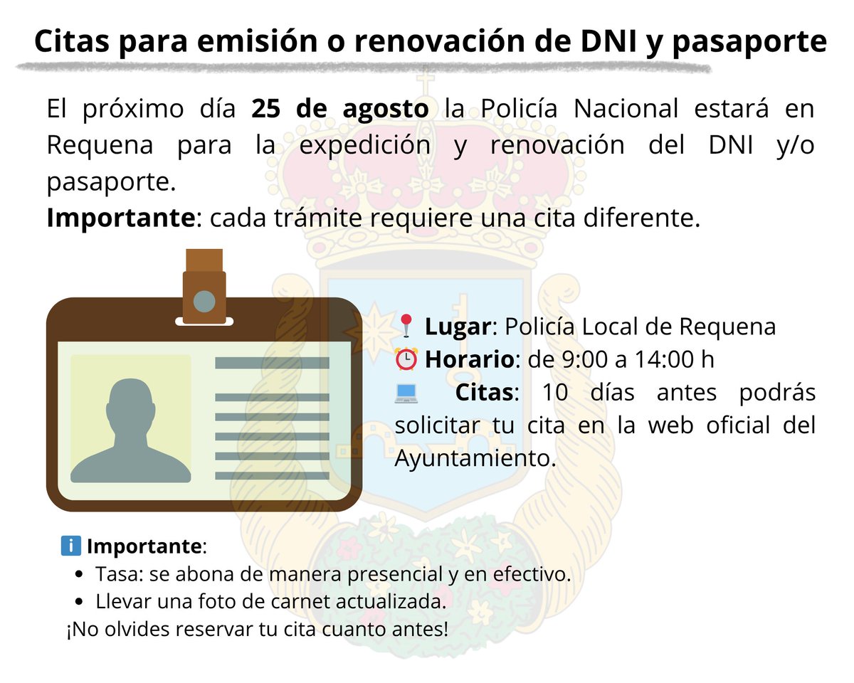 ✅ ¿Tienes que renovar el DNI o el pasaporte? @aytorequena instagram.com/p/DNNNaJosNe_/…