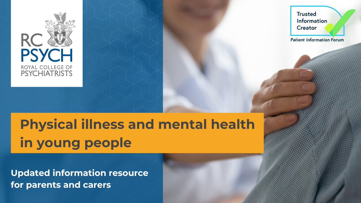 We’ve updated our patient resource on physical illness and mental health in children and young people. 

This resource is aimed at parents and carers and looks at the effects that long-term physical illness can have on a young person’s mental health.

Click here: