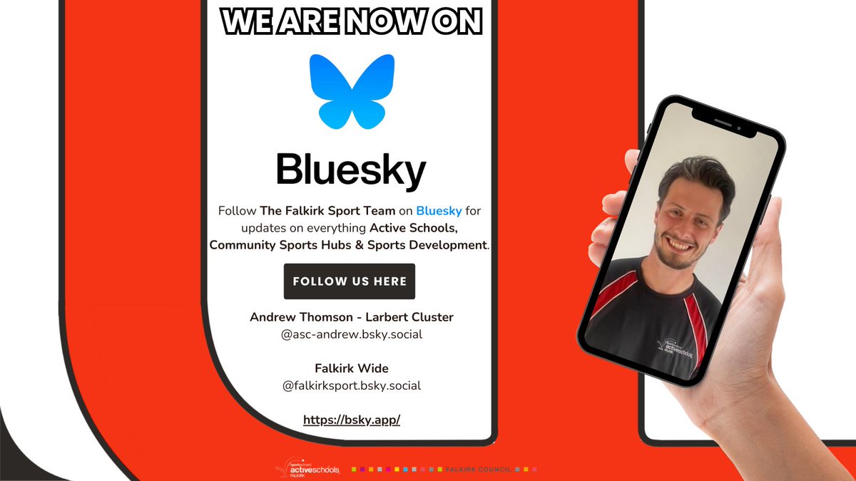 We are on the move...➡️ 

You will find all updates for Falkirk Sport and the Active Schools team are now moving to Bluesky. ✅ 

For Active Schools updates on The Larbert Cluster please find me on Bluesky at:

asc-andrew.bsky.social

bsky.app