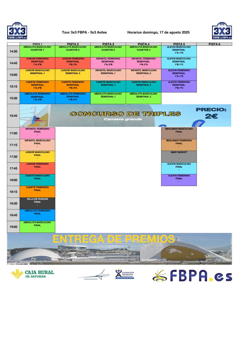 3x3 Avilés #Tour3x3Fbpa || #BSR || <a href="/FBPA_asturias/">Federación de Baloncesto Pdo. de Asturias</a>  

Horarios y sistema de competición:
fbpa.es/noticia-4-2368…

#cdcosanuesa || #cosanuesa || #garmat || #garmataviles || #deporteadaptado || #deporteinclusivo || #fundaviteam || #fundavi || #avilés

<a href="/cosanuesa/">Cosa Nuesa</a> 
<a href="/GarmatOrtopedia/">GARMAT Ortopedia y Ayudas Técnicas</a>