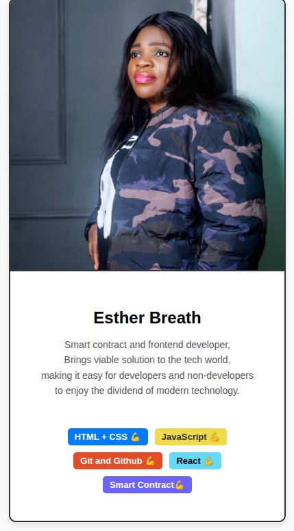 EstherBreath10's tweet image. Hi guys🙂
I made this really nice card using React.
You can check it out on Github
github.com/estherbreath/R…
#TechBoss #TechMom #LearningReact