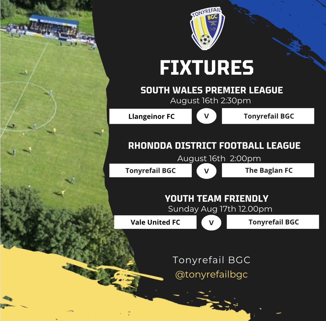 tonyrefailbgc's tweet image. First game of the season for our 1st team this weekend with a full set of fixtures for all senior set ups. Good luck to all our teams this weekend including any of our mini/junior teams playing friendlies 💛💙⚽️