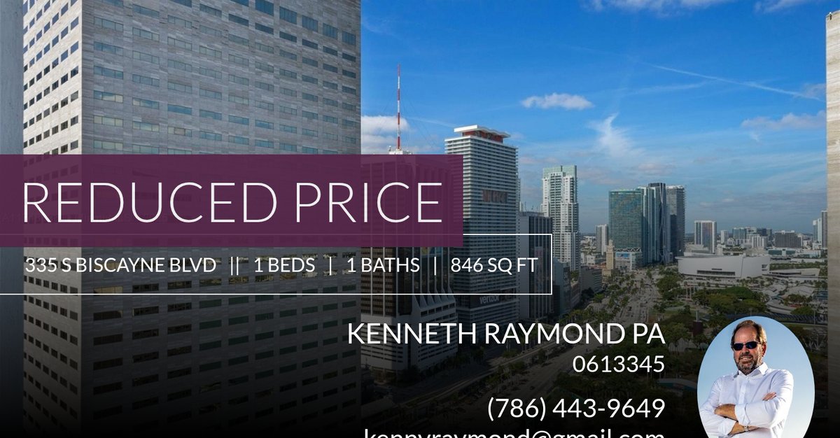 📍 Reduced Price 📍 This recently reduced home at 335 S Biscayne Blvd 2402 in Miami won't last long, so, don't wait to set up a showing! Reach out here or at (786) 443-9649 for more information!

Kenny Raymond PA
The Raymond Intern... homeforsale.at/335_S_BISCAYNE…