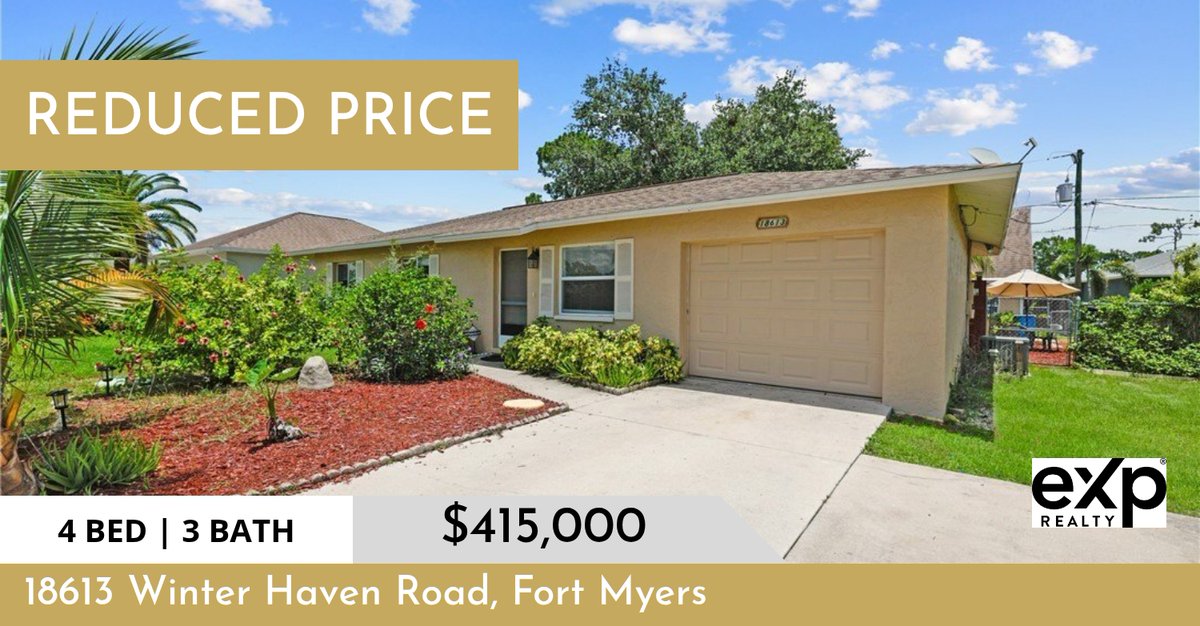 SellsParadise's tweet photo. 📍 Reduced Price 📍 This recently reduced home at 18613 Winter Haven Road in Fort Myers won't last long, so, don't wait to set up a showing! Reach out here or at (239) 229-5145 for more information!

Tammy Cook, PA
Realty One Group... https://t.co/qz6F3y4mGB https://t.co/dsE12vbTNW