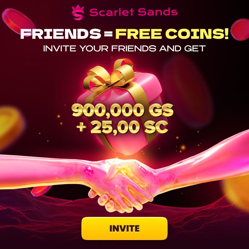 Scarlet_Sands's tweet photo. Playing together is more fun... and more profitable! 🤫
Did you know that you can not only win at Scarlet Sands, but also invite your friends?
Invite a friend through your referral link and get a bonus of 900,000 GS + 25,00SC!💪 https://t.co/jlwlP4xUI5