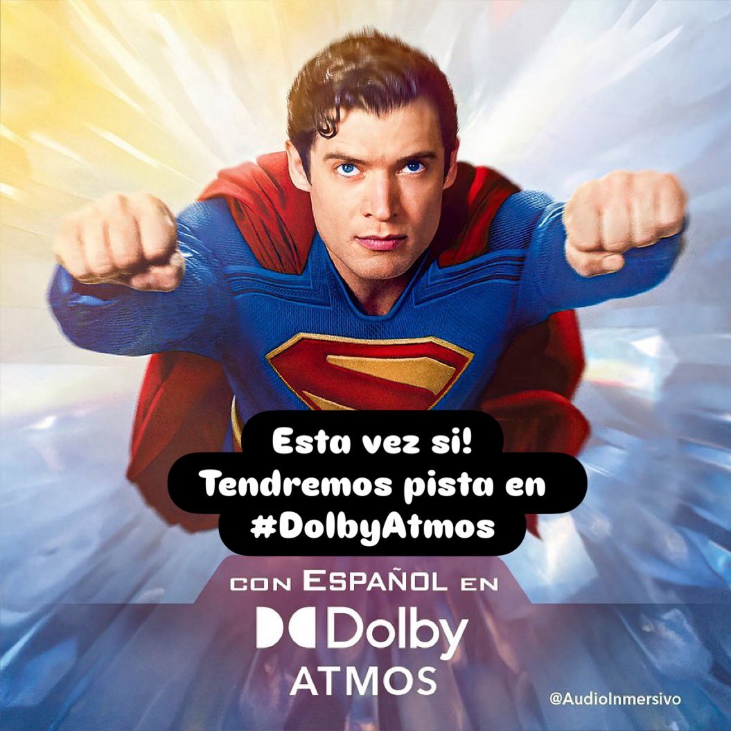 #Superman en #4KUHD con la pista en ESPAÑOL en #DolbyAtmos 🔊.
Seguimos luchando por que tengamos DolbyAtmos en español 🇪🇸 pues no les cuesta nada de dinero a las editoras 

✍️ <a href="/AudioInmersivo/">Audio Inmersivo España</a> ( gracias por la info) 

#Superman2025
#SupermanEnDolbyAtmos
#DCfans 
#SuperheroMovies