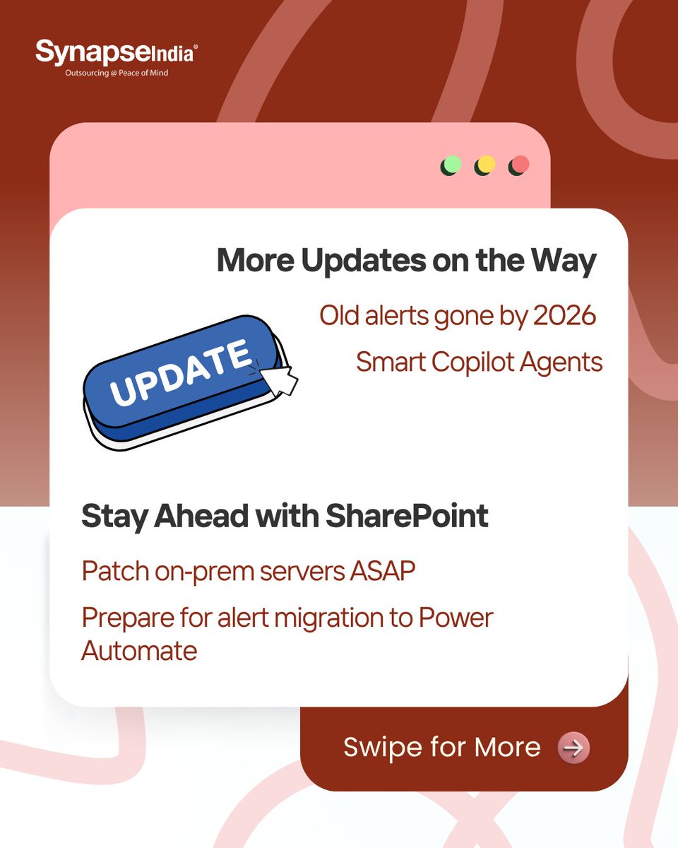 SynapseIndia's tweet image. From critical security alerts to AI-powered features, SharePoint is evolving to keep your business secure and productive.
synapseindia.com/technology/sha…

#SharePoint #Microsoft365 #CloudSolutions #AIinBusiness #SharePointDevelopment #DigitalWorkplace #ProductivityTools