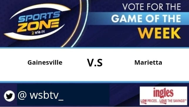 WSB-TV sports (@wsbtv_) on Twitter photo GAME of the week
GAINESVILLE π MARIETTA
Friday, August 15 @ 7:30pm.
Come support your favorite team.
Watch Here: s.id/wsb-tv
<a href="/CoachK_Smith/">Kasey Smith</a> <a href="/BigRedXXL/">Carter Mathis</a> <a href="/Marcus__5/">JaMarcus Sims</a> <a href="/MalachiRussel24/">π΄π¨π³π¨πͺπ―π° πΉπΌπΊπΊπ¬π³π³β’οΈ</a> GAME of the week
GAINESVILLE π MARIETTA
Friday, August 15 @ 7:30pm.
Come support your favorite team.
Watch Here: s.id/wsb-tv
<a href="/CoachK_Smith/">Kasey Smith</a> <a href="/BigRedXXL/">Carter Mathis</a> <a href="/Marcus__5/">JaMarcus Sims</a> <a href="/MalachiRussel24/">π΄π¨π³π¨πͺπ―π° πΉπΌπΊπΊπ¬π³π³β’οΈ</a>