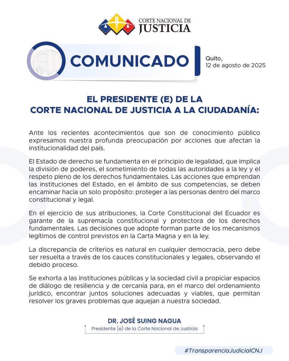 janethinostroza's tweet photo. ¡Por fin alguien sensato!. 

El Presidente de la Corte Nacional de Justicia, José Suing, también convocó al diálogo para “en el marco del ordenamiento jurídico, encontrar juntos soluciones adecuadas y viables, para resolver los problemas que aquejan a nuestra sociedad” 

¿Qué esperan los “Lolos” de este país para caerle encima y decirle que las altas Cortes no dialogan?