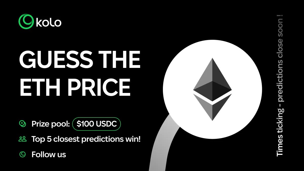 KoloHub's tweet photo. ☀️
GM GM GM  traders & holders!

🚀 ETH @ethereum  could moon… or crash - can you call it?

💰 Prize pool: $100 USDT
🏆 Top 5 closest predictions win! 
⏰  Your predictions are accepted until the end of 
        Monday 23:00 UTC.

 How to join:

1️⃣ Comment on your ETH price prediction for 23:00  
       UTC on Wednesday, Aug 20
2️⃣ Tag your friend 👥
3️⃣ Follow us: 🔗link in bio 

⏳ Time’s ticking — predictions close soon (end of Monday) !

#ETH #DeFi #Giveaway