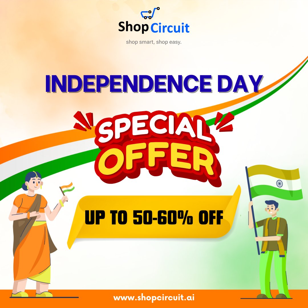 Shopcircuit_ai's tweet photo. Celebrate Freedom with Big Savings! 🎉

Enjoy up to 60% OFF this Independence Day. 🇮🇳

Shop now at https://t.co/oJRnmXmQsE

#IndependenceDaySale #IndependenceDay2025 #ShopSmart #ShopCircuit #FreedomToSave #BigSavings #SpecialOffer #DiscountDeals #ShoppingSpree #FestiveSale https://t.co/3fGSyDsOKa