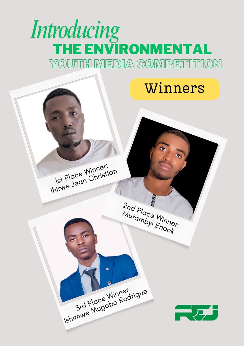 EnviroRwanda's tweet photo. 🎉 Big News! 🎉

Congratulations to the winners of the Environmental Youth Media Competition!👏
A huge thank-you to everyone who participated — your passion &amp; creativity made this contest inspiring.💚

Stay tuned for more exciting competitions coming soon! 🚀

#EnvironmentalYouth https://t.co/WYhwzMZajn