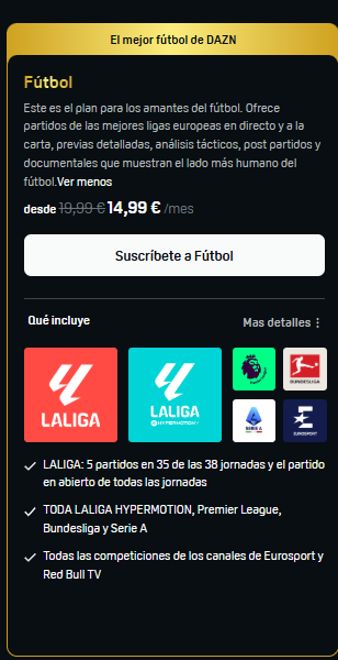 📺LALIGA+ coge TODOS LOS DERECHOS de Primera RFEF a un precio de 14,99€

Mientras DAZN a ese precio te incluye 
5 partidos de primera
TODA la segunda divisón, Premier League, Bundesliga y Serie A