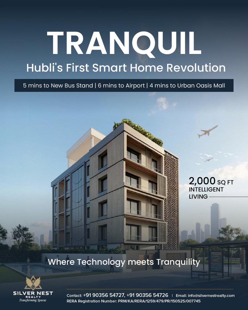 silver41886's tweet image. Upgrade your lifestyle with TRANQUIL, 
Hubli&apos;s pioneering Smart Home project!
Experience intelligent living, luxury amenities, 
and perfect connectivity
.
.
#hublirealestate #smarthomerevolution #luxuryhomesinhubli #realestateindia #intelligentliving #silvernest