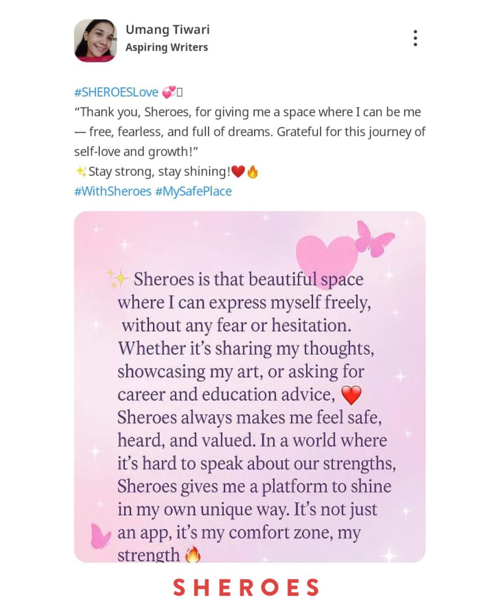 Some places feel like home even if they’re not made of walls and bricks.
For Umang, SHEROES is that home, a space where her words are heard and her voice is celebrated. 💖
Because SHEROES isn’t just an app, it’s where hearts find courage and women find each other.
#SHEROES