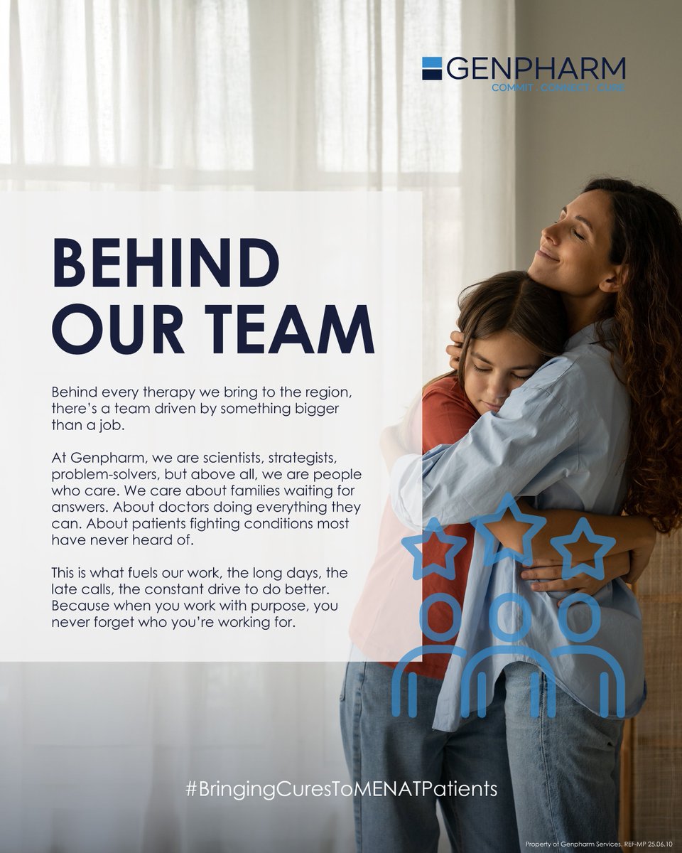 genpharmmena's tweet image. Behind every therapy, there's a team fueled by purpose.
We’re scientists, strategists, and people who care about families waiting, doctors striving, and patients fighting rare battles.
#Genpharm #PurposeDriven #MENAT #PatientCentric