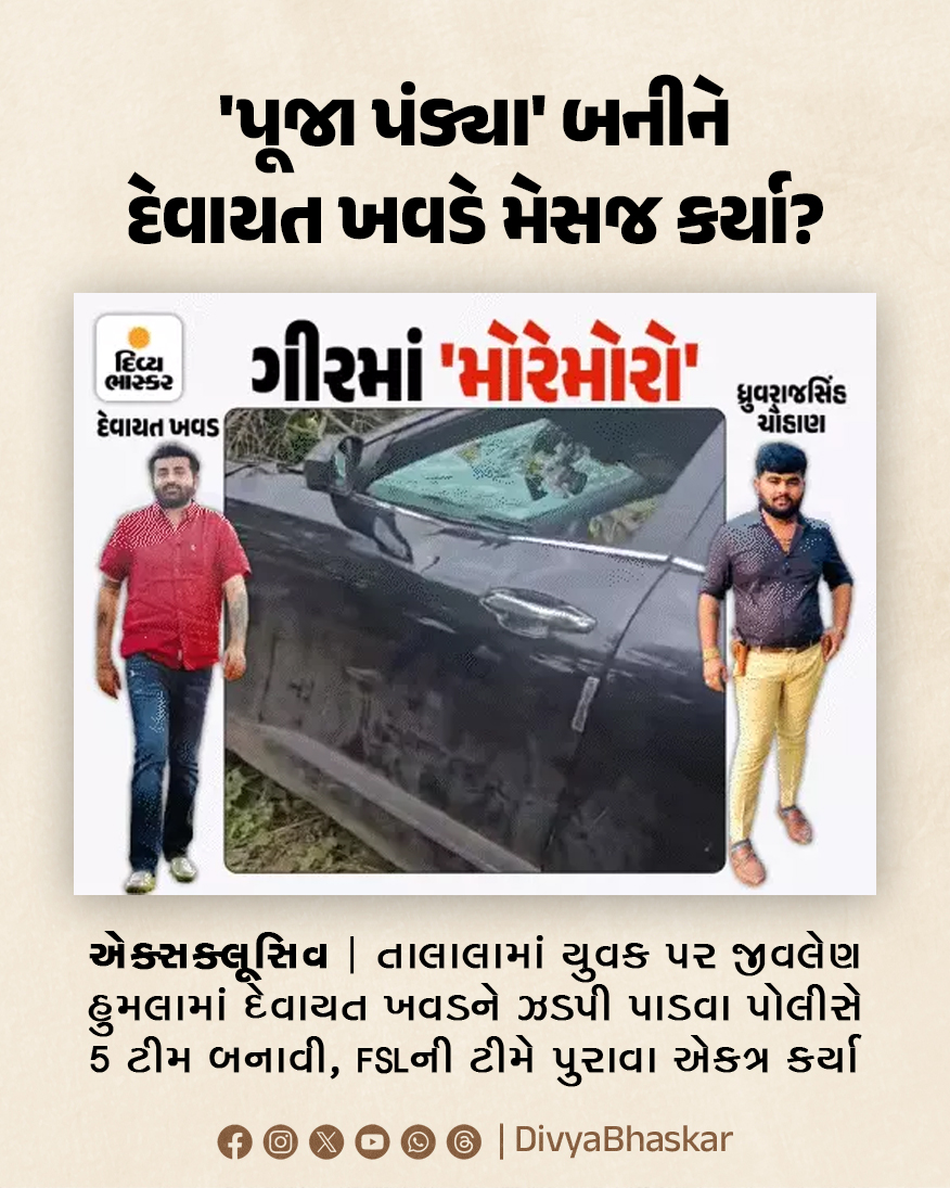 Divya_Bhaskar's tweet photo. એક્સક્લૂસિવ : દેવાયત ખવડે 'પૂજા પંડ્યા' બનીને મેસજ કર્યા? તાલાલામાં યુવક પર જીવલેણ હુમલામાં ડાયરા કલાકારને ઝડપી પાડવા પોલીસે પાંચ ટીમો બનાવી, FSLની ટીમે પુરાવા એકત્ર કર્યા - https://t.co/fnleLIXiFP
#DevayatKhavad #DhruvarajsinhChauhan #BhaskarExclusive #MoreMoro #Gujarat https://t.co/32YN7iZ1AG